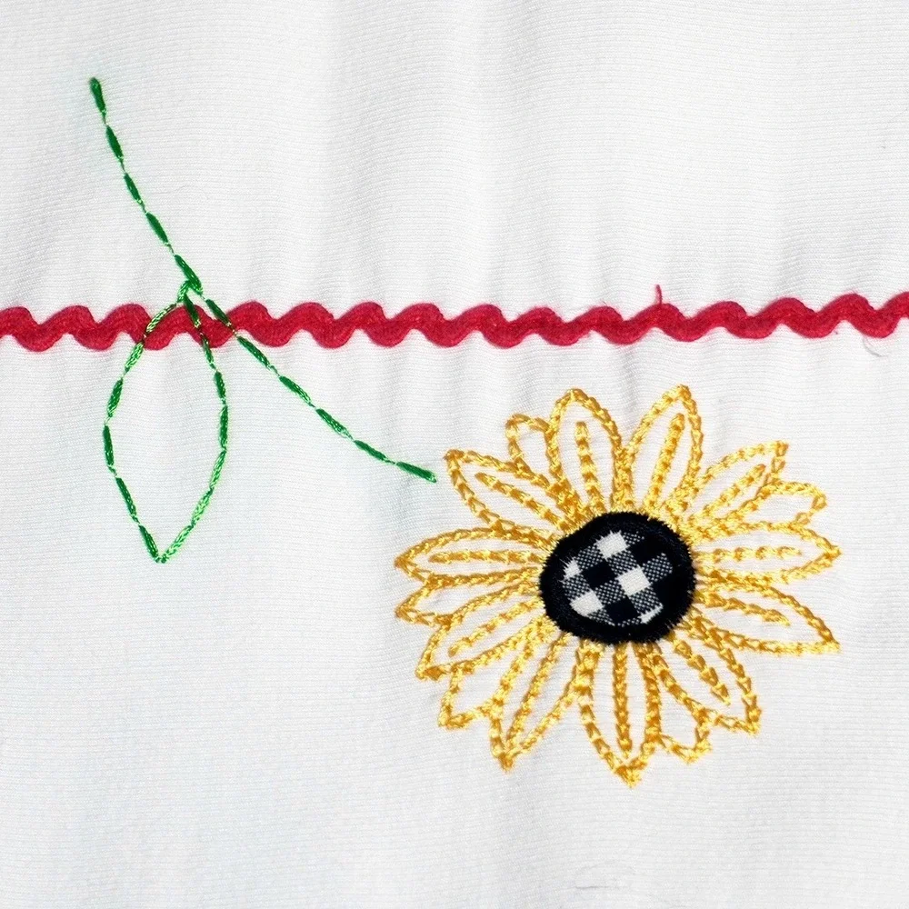 Alfred Dunner Vintage 00s‎ White Embroidered Floral Ladybug Zip Jacket 1X Retro